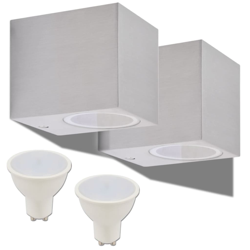 Berkfield Outdoor LED Wall Lights 2 pcs Square Downwards