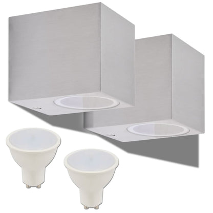 Berkfield Outdoor LED Wall Lights 2 pcs Square Downwards