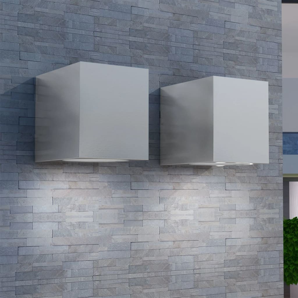 Berkfield Outdoor LED Wall Lights 2 pcs Square Downwards