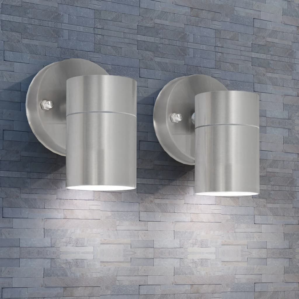 Berkfield Outdoor LED Wall Lights 2 pcs Stainless Steel Downwards