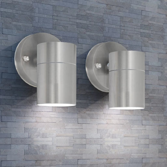 Berkfield Outdoor LED Wall Lights 2 pcs Stainless Steel Downwards