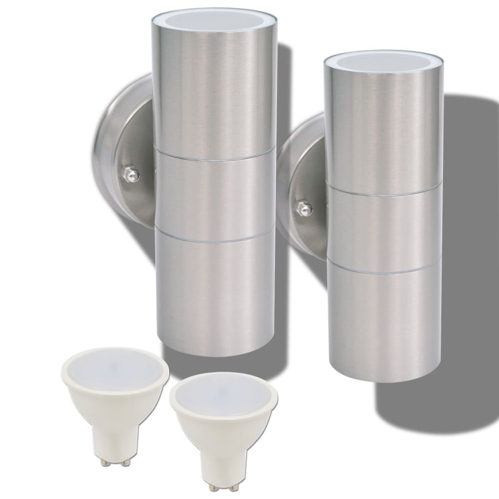 Berkfield Outdoor LED Wall Lights 2 pcs Stainless Steel Up/Downwards