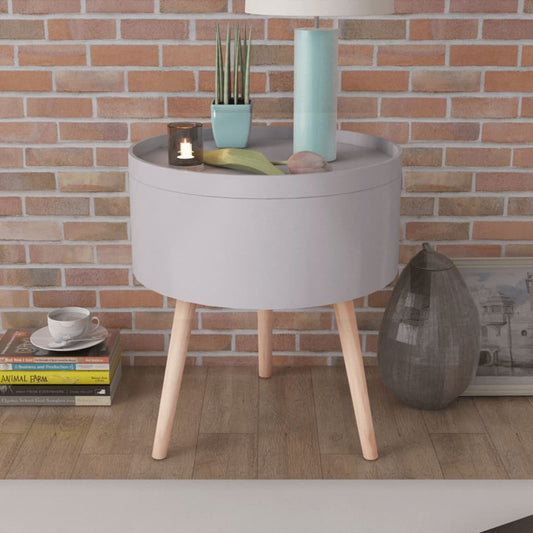Berkfield Side Table with Serving Tray Round 39.5x44.5 cm Grey
