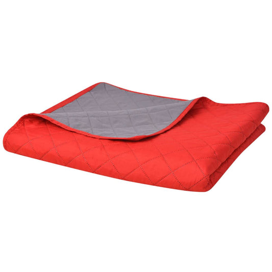Berkfield Double-sided Quilted Bedspread Red and Grey 230x260 cm