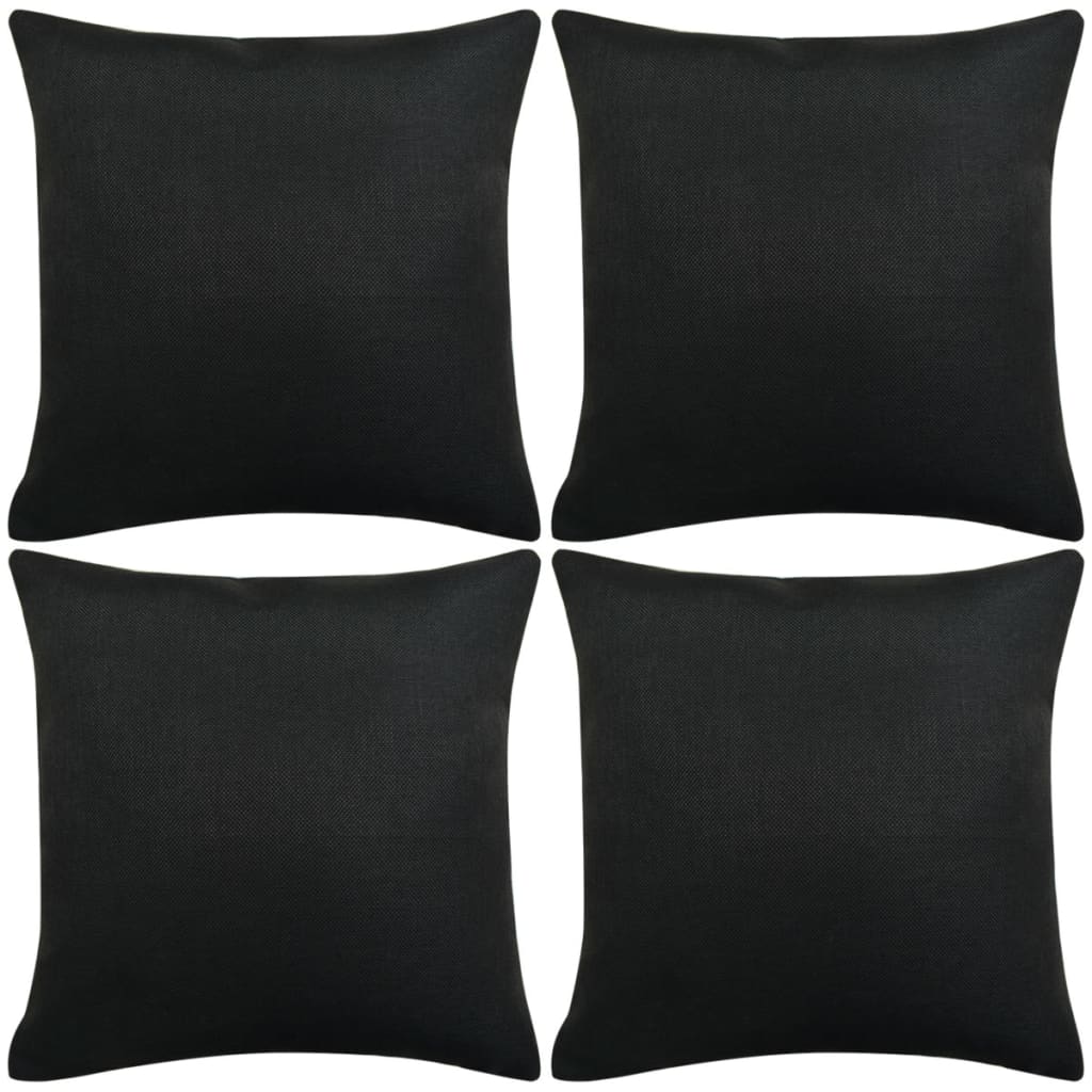 Berkfield Cushion Covers 4 pcs Linen-look Black 50x50 cm