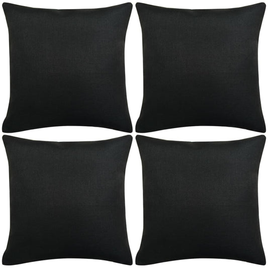 Berkfield Cushion Covers 4 pcs Linen-look Black 50x50 cm