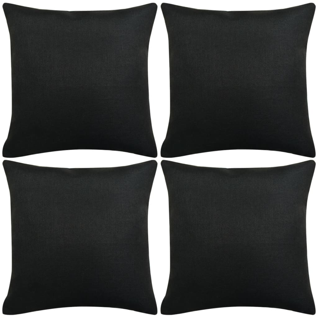 Berkfield Cushion Covers 4 pcs Linen-look Black 80x80 cm