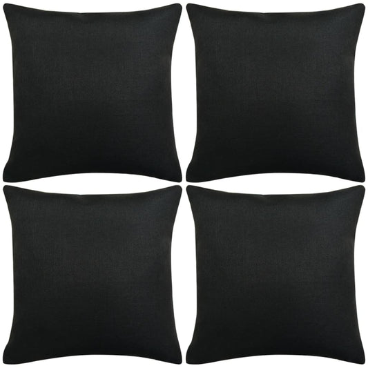 Berkfield Cushion Covers 4 pcs Linen-look Black 80x80 cm