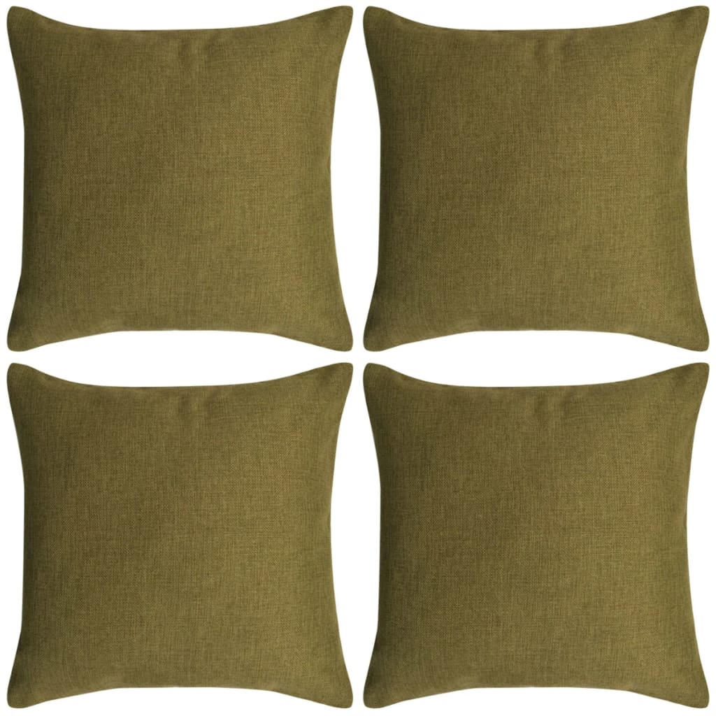 Berkfield Cushion Covers 4 pcs Linen-look Green 50x50 cm