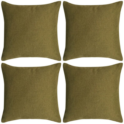 Berkfield Cushion Covers 4 pcs Linen-look Green 50x50 cm