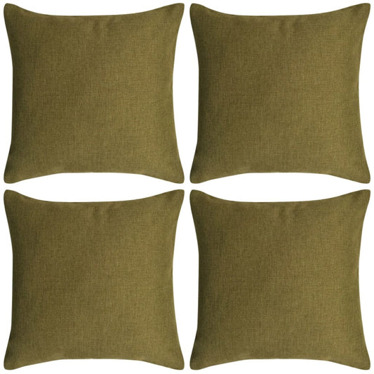 Berkfield Cushion Covers 4 pcs Linen-look Green 50x50 cm