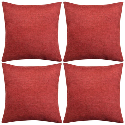 Berkfield Cushion Covers 4 pcs Linen-look Burgundy 40x40 cm