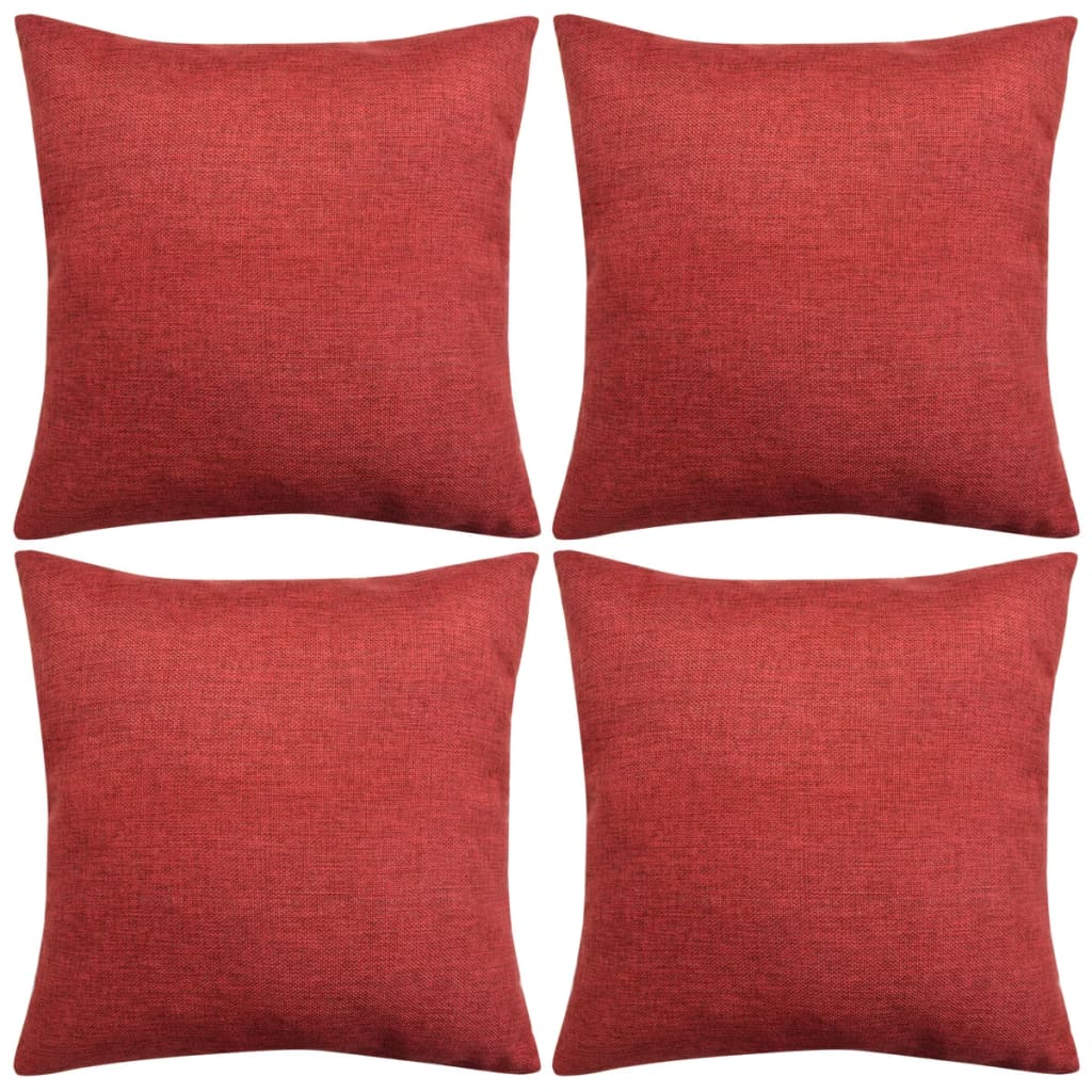Berkfield Cushion Covers 4 pcs Linen-look Burgundy 80x80 cm