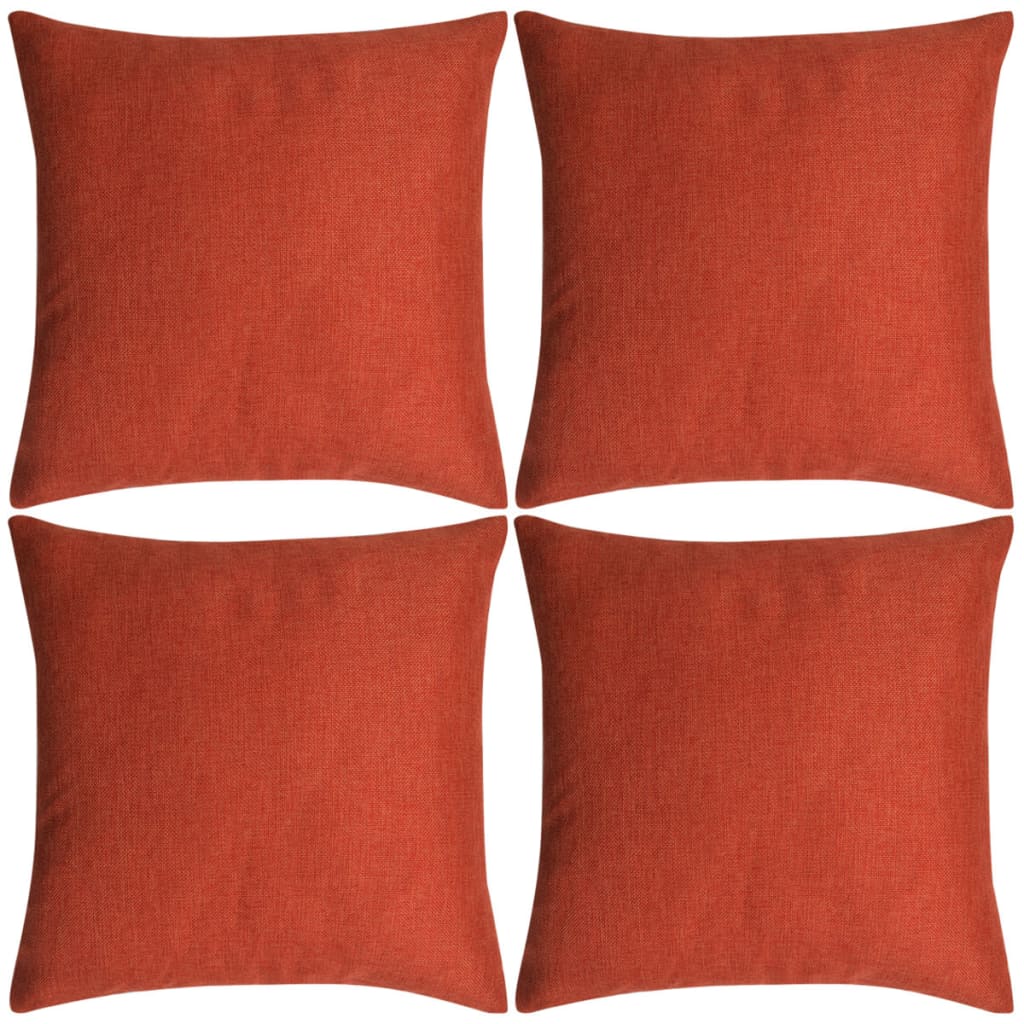 Berkfield Cushion Covers 4 pcs Linen-look Terracotta 80x80 cm