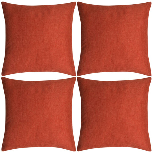 Berkfield Cushion Covers 4 pcs Linen-look Terracotta 80x80 cm