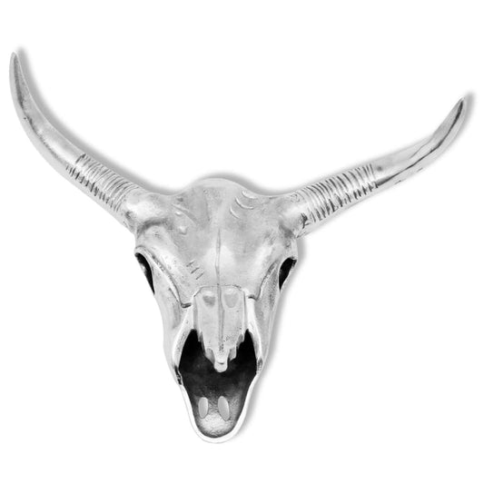 Berkfield Bull Skull Head Decoration Wall-Mounted Aluminium Silver