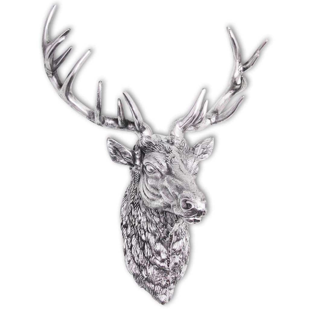 Berkfield Deer Head Decoration Wall-Mounted Aluminium Silver
