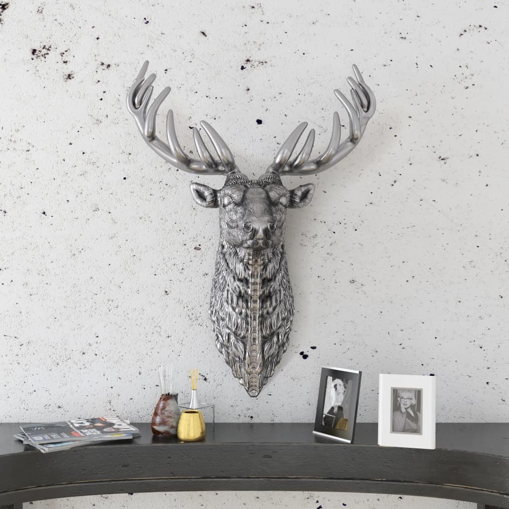 Berkfield Deer Head Decoration Wall-Mounted Aluminium Silver