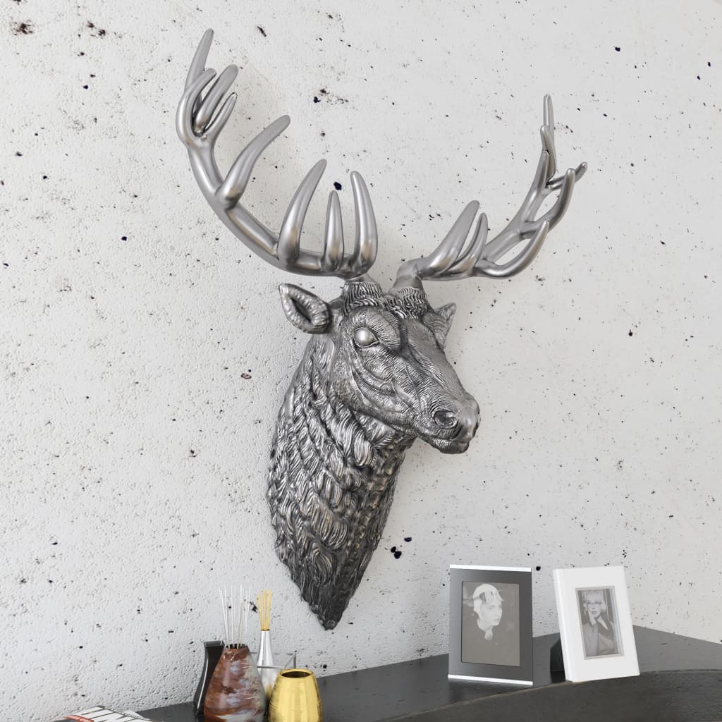 Berkfield Deer Head Decoration Wall-Mounted Aluminium Silver