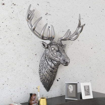 Berkfield Deer Head Decoration Wall-Mounted Aluminium Silver