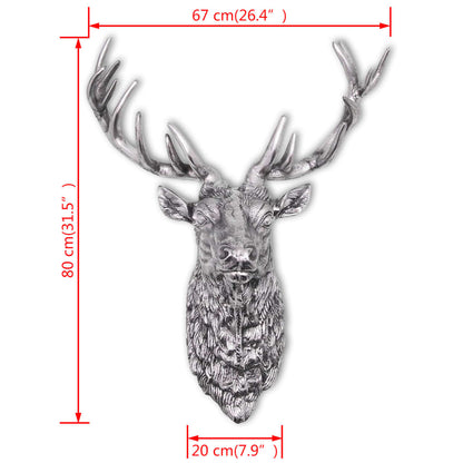 Berkfield Deer Head Decoration Wall-Mounted Aluminium Silver