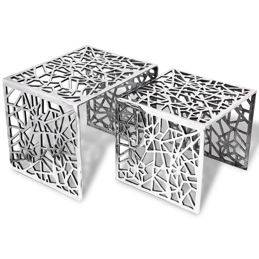Berkfield Two Piece Side Tables Square Aluminium Silver