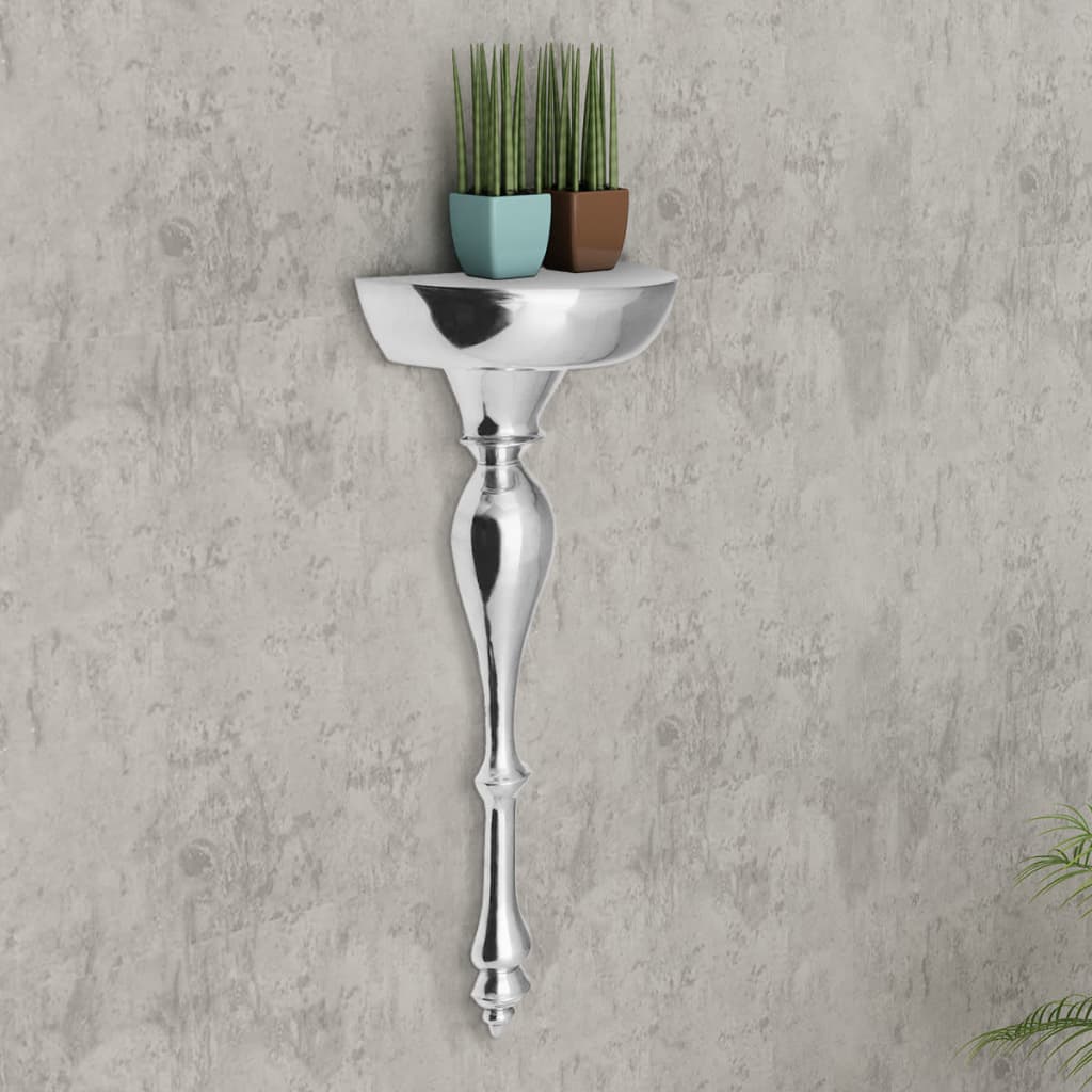 Berkfield Shelf/Console Table Wall-Mounted Aluminium Silver 35x17x81 cm