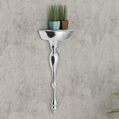 Berkfield Shelf/Console Table Wall-Mounted Aluminium Silver 35x17x81 cm