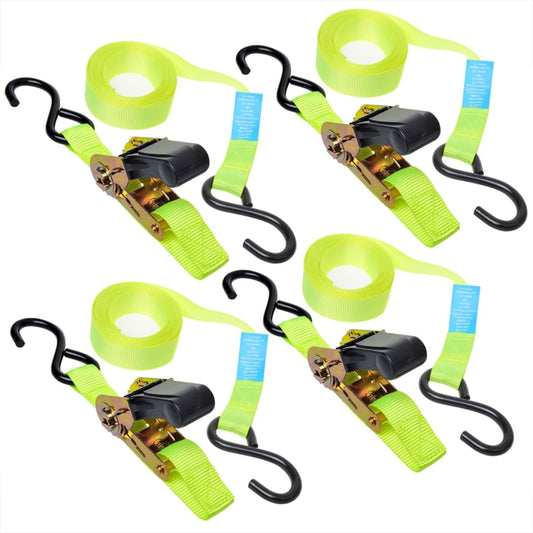 ProPlus Tie Down Strap with Ratchet + 2 Hooks Set of 4 5 m 320205