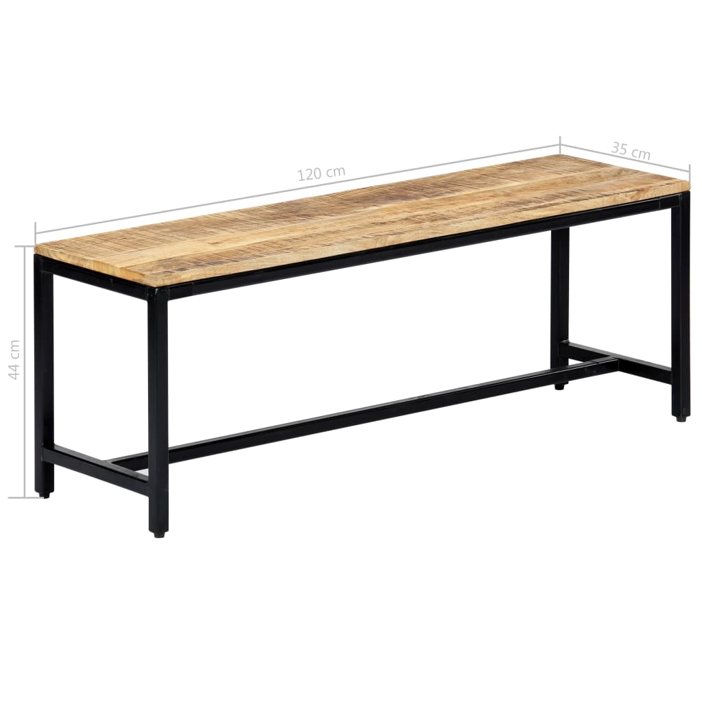 Berkfield Dining Bench 120 cm Solid Rough Mango Wood