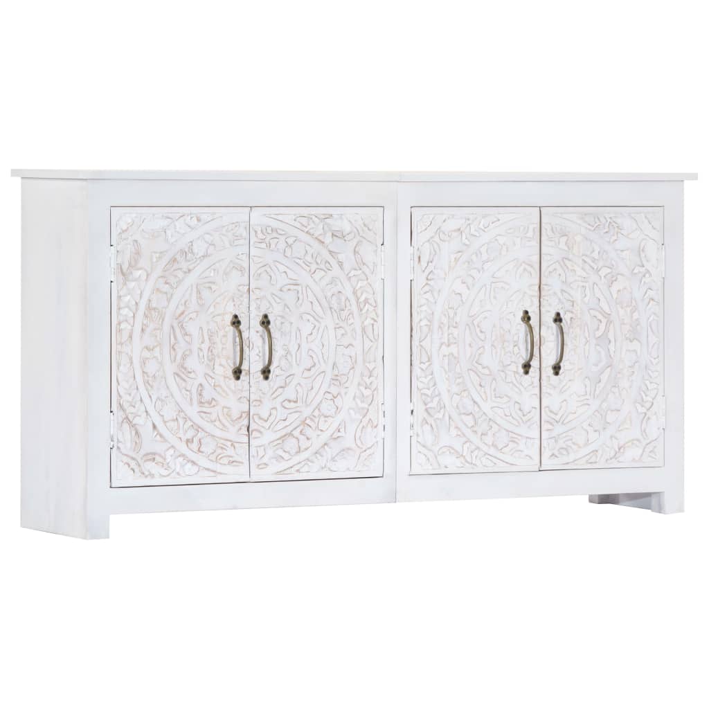 Berkfield Sideboard Handmade White 140x30x70 cm Solid Acacia Wood