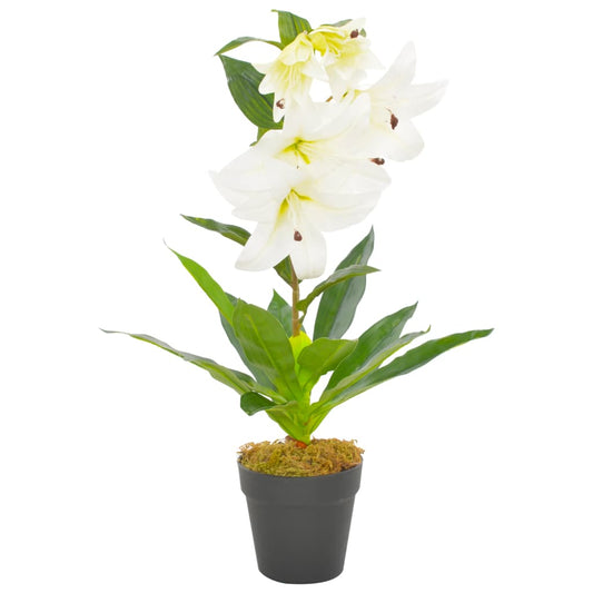 Berkfield Artificial Plant Lily with Pot White 65 cm