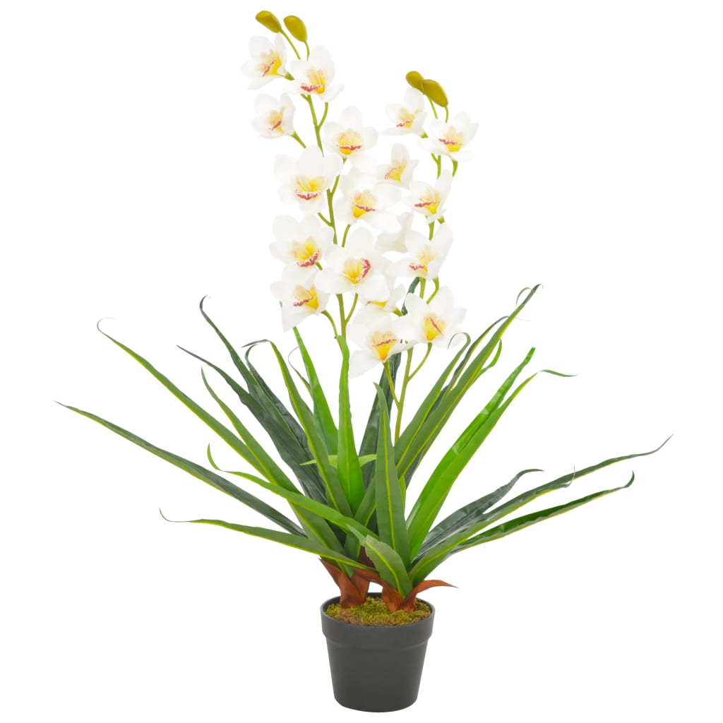 Berkfield Artificial Plant Orchid with Pot White 90 cm