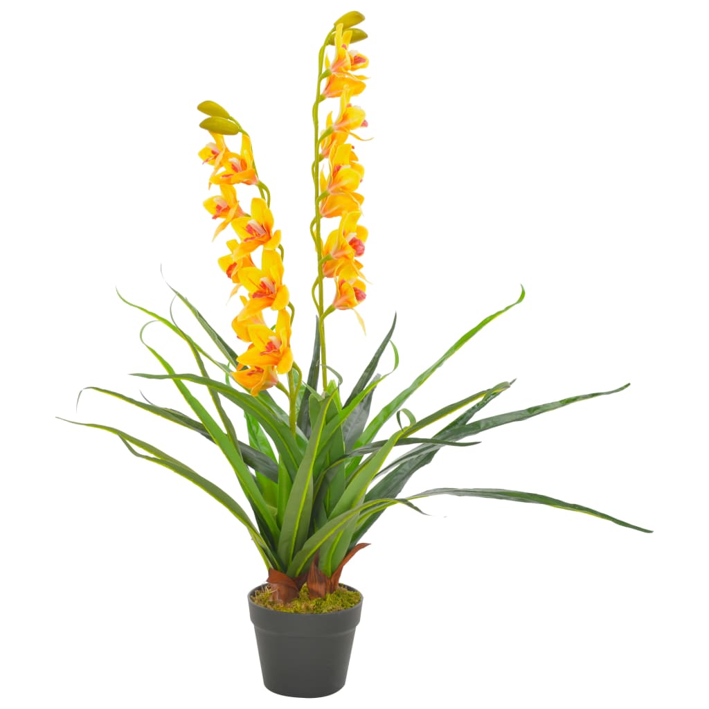Berkfield Artificial Plant Orchid with Pot Yellow 90 cm