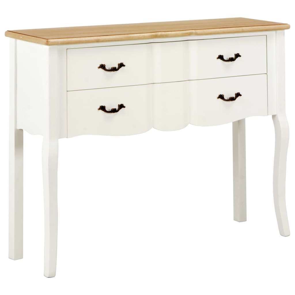 Berkfield Sideboard White and Brown 110x30x85 cm Solid Wood