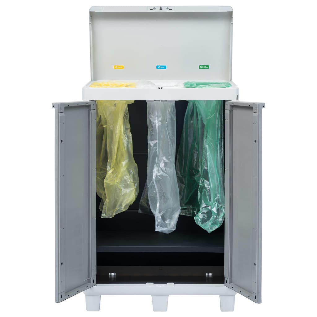 Berkfield Garden Dustbin with 3 Bags Light Grey 65x38x102 cm