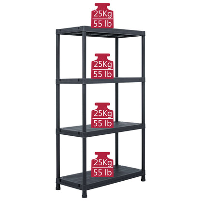 Berkfield Storage Shelf Rack Black 100 kg 60x30x138 cm Plastic