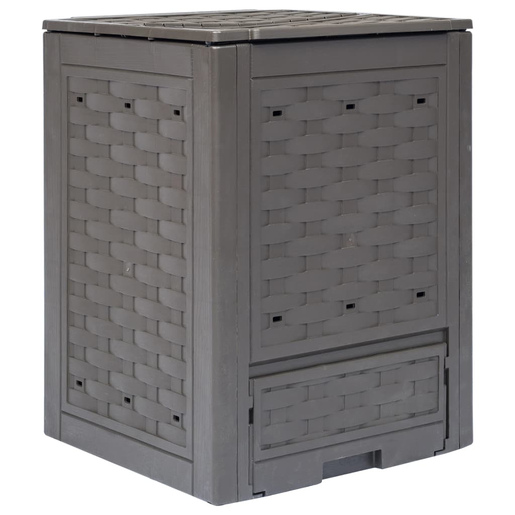 Berkfield Garden Composter Brown 60x60x83 cm 300 L Plastic Rattan