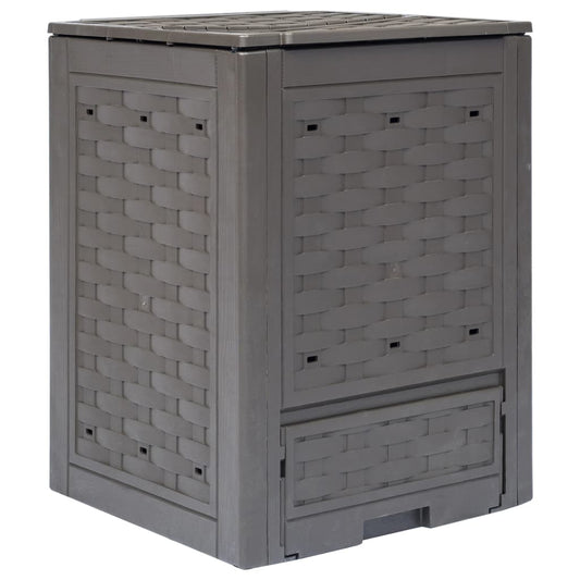 Berkfield Garden Composter Brown 60x60x83 cm 300 L Plastic Rattan