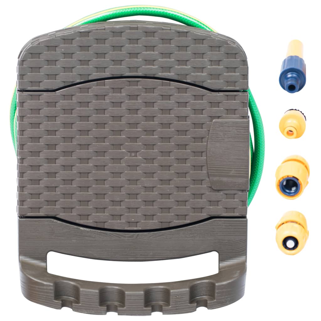Berkfield Wall Mounted Hose Reel with Hose Plastic Brown