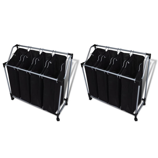 Berkfield Laundry Sorters with Bags 2 pcs Black and Grey