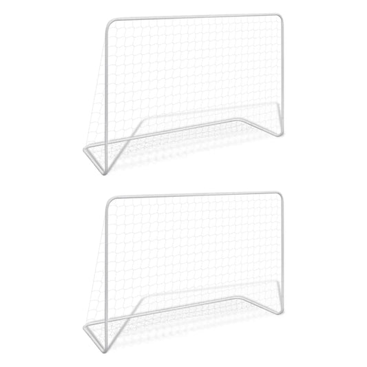 Berkfield Football Goals 2 pcs with Nets 182x61x122 cm Steel White