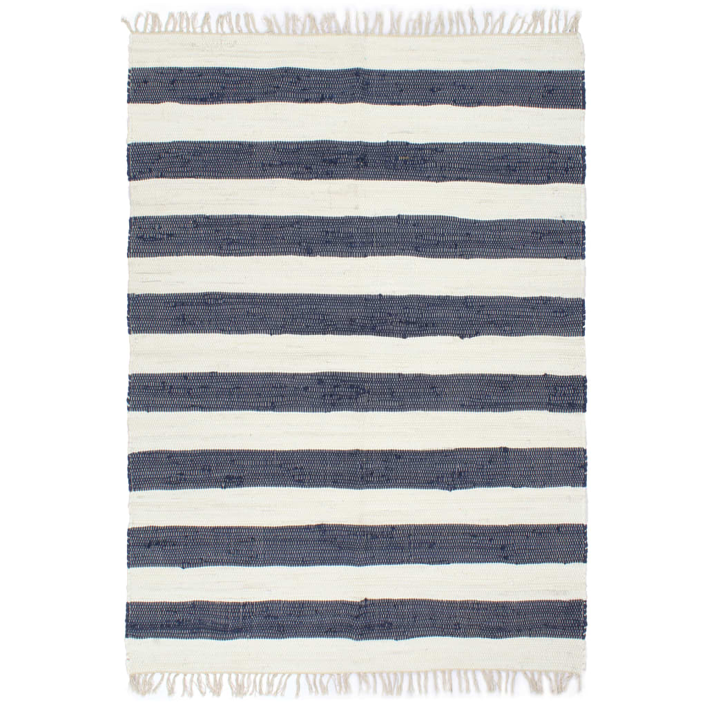 Berkfield Hand-woven Chindi Rug Cotton 200x290 cm Blue and White