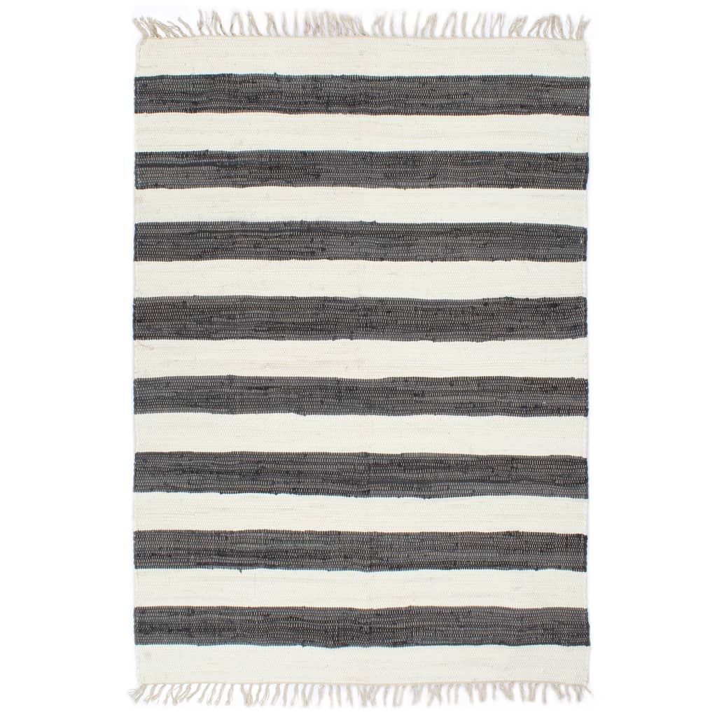 Berkfield Hand-woven Chindi Rug Cotton 160x230 cm Anthracite and White