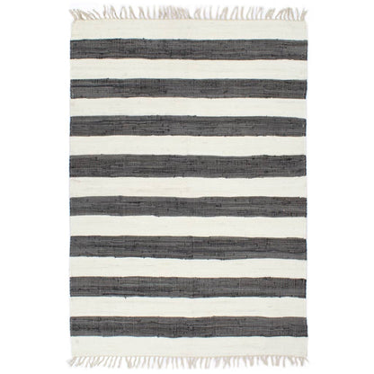 Berkfield Hand-woven Chindi Rug Cotton 160x230 cm Anthracite and White