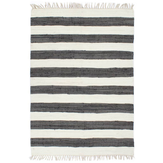 Berkfield Hand-woven Chindi Rug Cotton 160x230 cm Anthracite and White