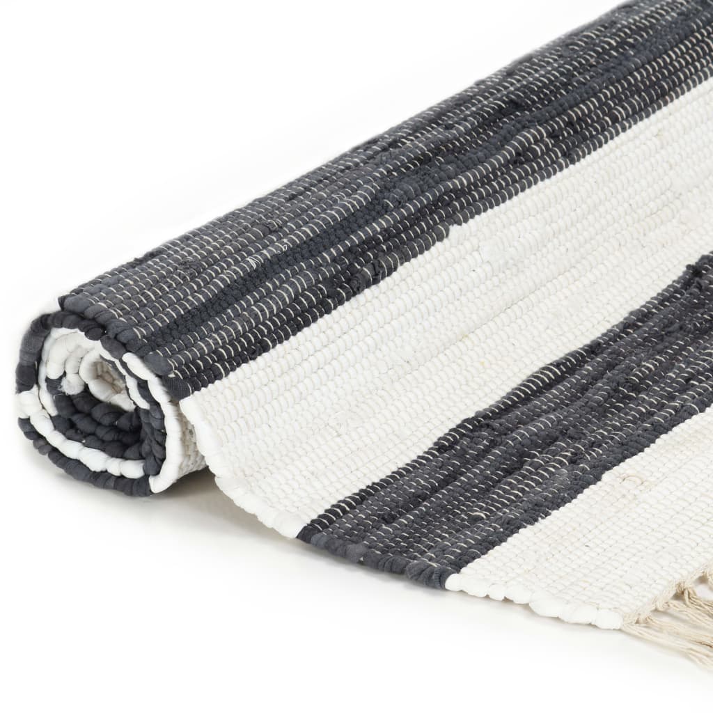 Berkfield Hand-woven Chindi Rug Cotton 160x230 cm Anthracite and White