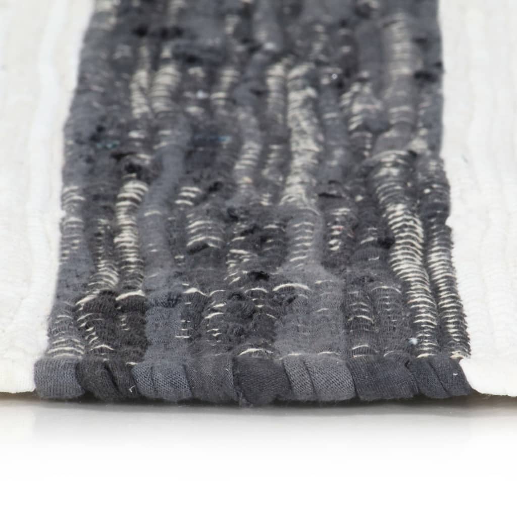 Berkfield Hand-woven Chindi Rug Cotton 160x230 cm Anthracite and White