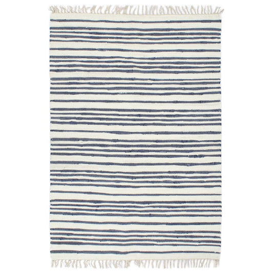 Berkfield Hand-woven Chindi Rug Cotton 200x290 cm Blue and White