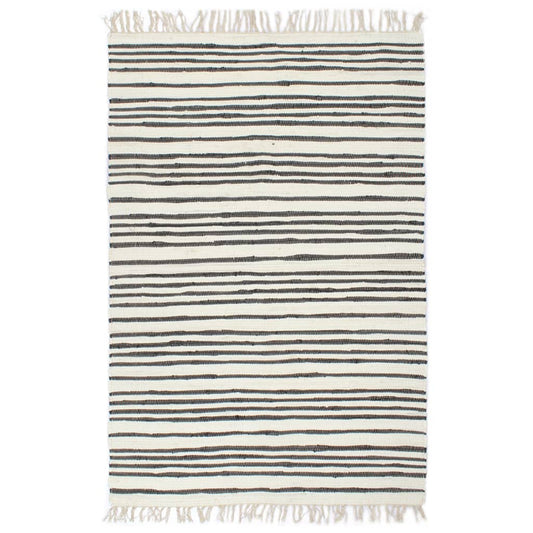 Berkfield Hand-woven Chindi Rug Cotton 80x160 cm Anthracite and White